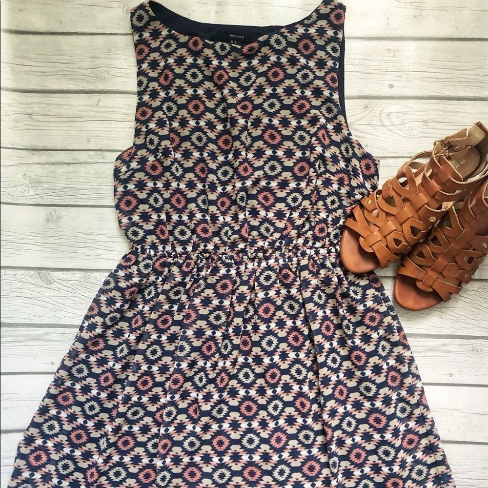 Forever 21-Navy printed dress-sz M